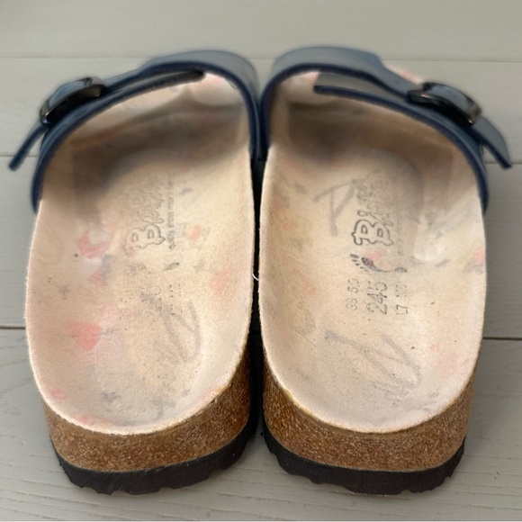 Birkenstock Birki's Metallic Blue Sandals 38 Sz 8 One Strap women’s EUC - Picture 5 of 12